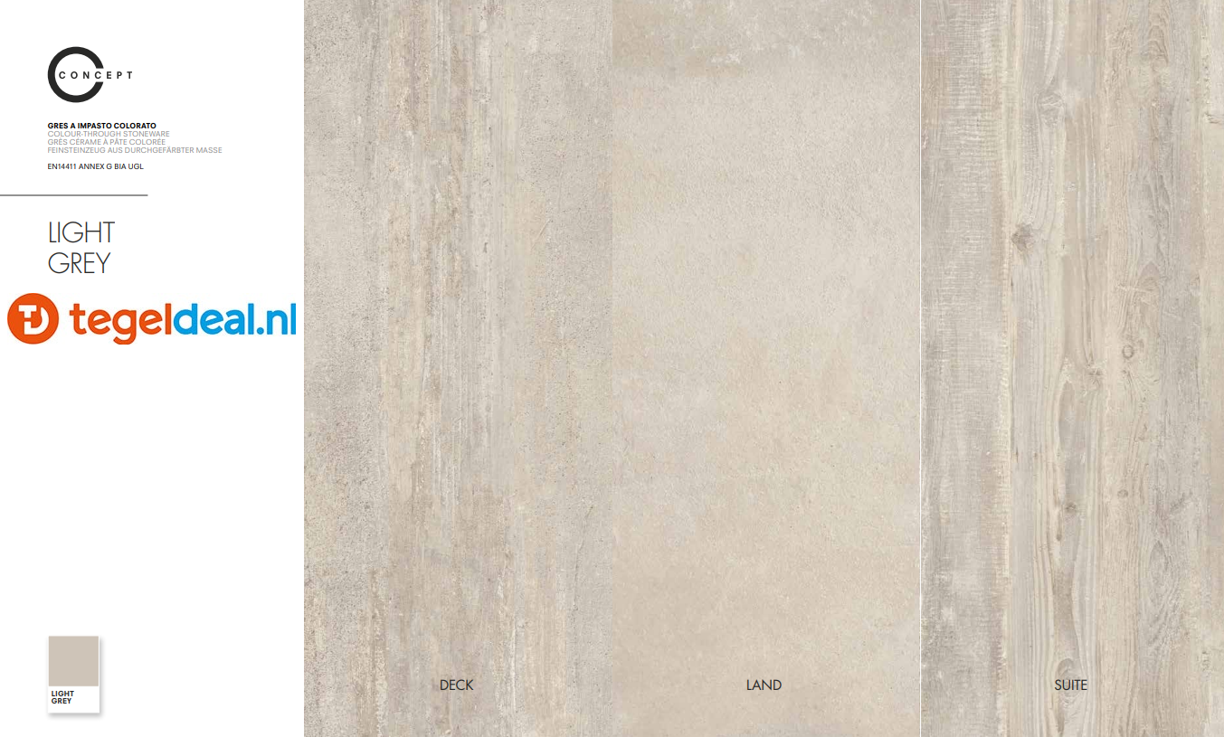 LandConcept Light Grey, 60x60 cm grip, antislip, Castelvetro, stoere